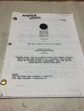 James And The Giant Peach 1995 Movie Script Screenplay