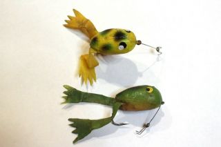 2 Vintage Bill Plummer Frog 3 " Soft Weedless Topwater Fishing Lures