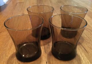 4 Vintage Mid Century Smoke Brown Hourglass Rocks Glasses Glassware
