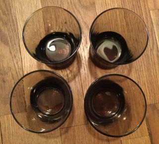 4 Vintage Mid Century Smoke Brown Hourglass Rocks Glasses Glassware 3