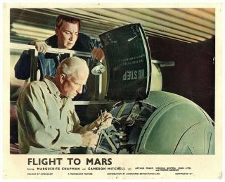 Flight To Mars Lobby Card Sci - Fi Cult 1951 Rare Color Cameron Mitchell