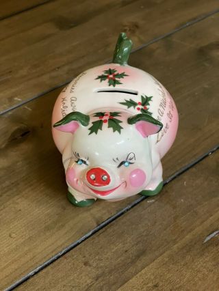 Vtg Kreiss Ceramic Christmas Piggy Bank 1960 