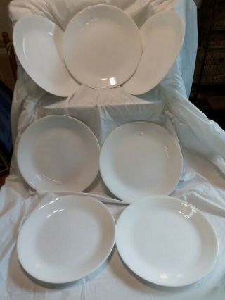 Vintage Corelle By Corning Winter Frost White Set Of 7 Dinner Plates 10 - 1/4” Euc