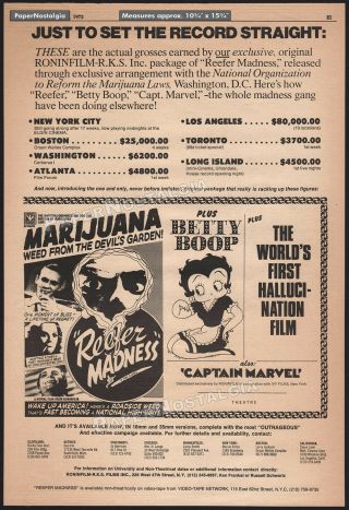 Reefer Madness_/_betty Boop_orig.  1972 Trade Print Ad Promo / Poster_marijuana