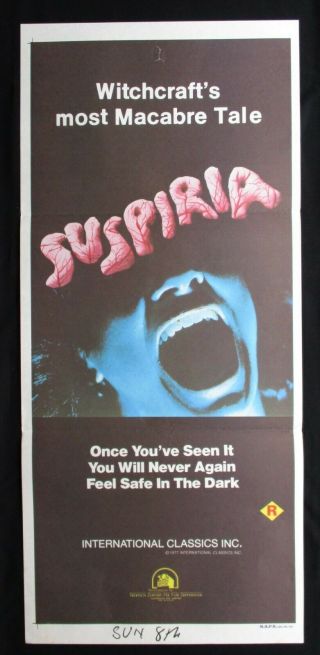 Suspiria 1978 Orig Australian Daybill Movie Poster Dario Argento Horror Witches