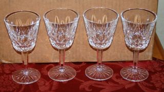 Waterford Lismore Crystal Wine Glasses Signed 5 3/4 " Set Of 4
