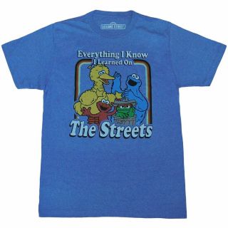 Sesame Street Everything I Know I Learned On The Streets Blue T - Shirt Size XL 2