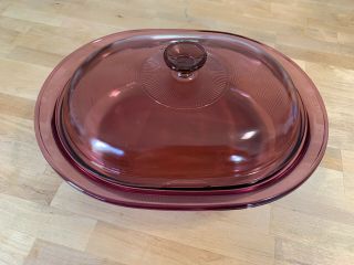 Roaster Vision Corning Ware Cookware Cranberry 4 Qt Liter Oval Roaster & Lid