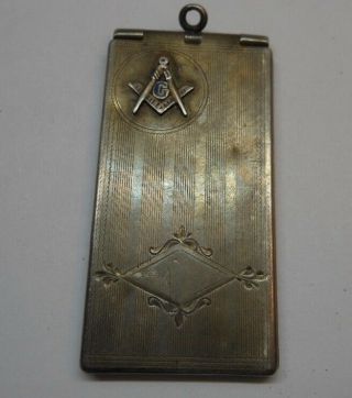 Vintage Masonic Sterling Silver Marathon Pendant Type Coin Holder Or Watch Fob