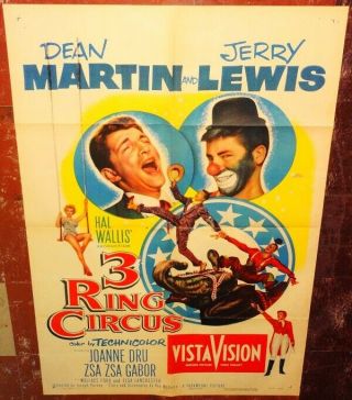 3 Ring Circus Orig 1954 1sheet Poster Dean Martin & Jerry Lewis Bigtop Graphics