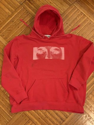 F Cking Awesome Mens Large Vintage Fa Eyes Hooded Sweatshirt Red Dill Skateboard