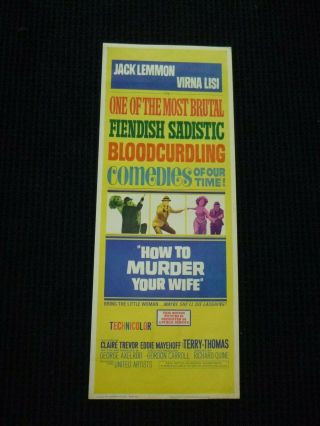 Vtg 1965 Movie Poster How To Murder Your Wife Jack Lemmon V.  Lisi 14x36 Insert