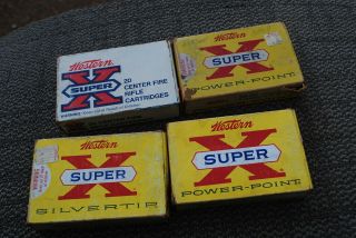 4 Vintage Western - X Winchester Empty Rifle Shell Boxes 30 - 06 270 Win