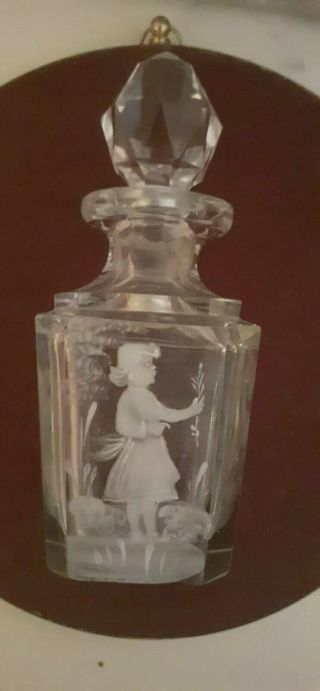Vintage Mary Gregory Glass Perfume Scent Bottle