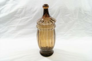 Vintage Italian Brown Glass Apothecary Candy Jar Made In Italy 10 1/4 " Tall