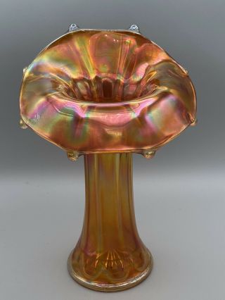 Vintage Imperial Carnival Glass Jack In The Pulpit Vase Marigold Iridescent