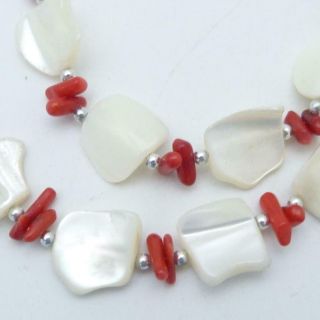 Vintage Red And Pearl Glass Bead Necklace