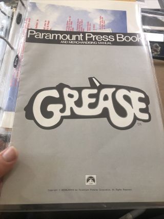 Grease Paramount Press Book With John Travolta And Olivia Newton John E