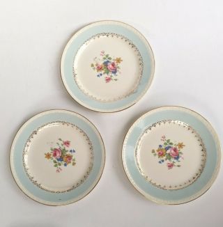 3 Vintage Homer Laughlin Eggshell Georgian Marilyn Blue Plates 6.  25 "