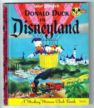Donald Duck In Disneyland Vintage Little Golden Book D44 Mmc Edition