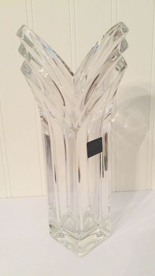 Mikasa Vintage Glass Art Deco Pattern Lead Crystal 8.  5 " Vase Germany
