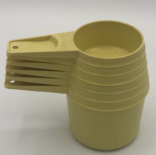Vintage Tupperware Nesting Measuring Cups 761 - 766 Full Set Harvest Gold/yellow