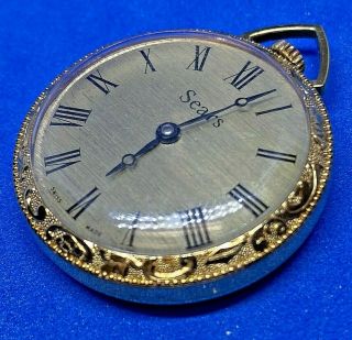 Vtg Sears Swiss Lady Gold Art Deco Hand - Wind Necklace Pendant Pocket Watch Hours