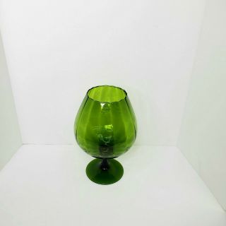 Empoli Style Mid Century Optic Green Glass Large Brandy Snifter Vase centerpiece 2