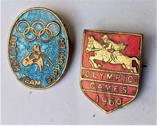 1948 & 1960 London Olympic Equestrian Supporters Enamel Badge Vintage