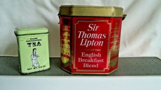 2 X Vintage Sir Thomas Lipton Tea And Rare Mandarin Tea Tins Caddy
