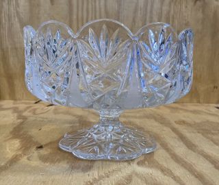Vintage Western Germany Lead Crystal Compote Centerpiece Bowl