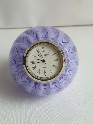 Vintage Rare Caithness Paperweight Zig Zag With Clock Scotland
