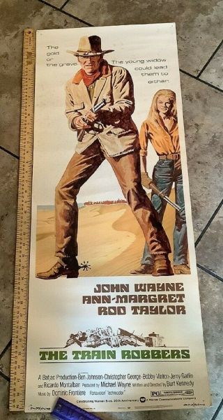 John Wayne Movie Poster The Train Robbers 14x36 Ann Margret,  1973