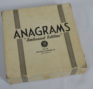 Vtg Anagrams Game Embossed Edition Selchow & Righter 79 Tiles Letters Words Old