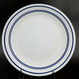 Set Of 4 Corelle By Corning Cafe Blue Dark Strips Bands 10 1/4 " Dinner Plates