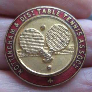 Nottingham & Dist Table Tennis Assoc Vintage Quality Enamel Badge No Pin