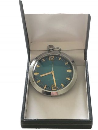 Vintage Ruhla Antimagnetic Blue Dial Pocket Watch Gdr 60 