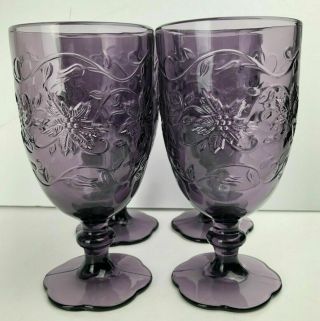 A Set Of Four Princess House Fantasia Amethyst Purple Iced Tea Goblet