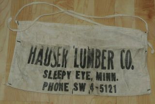 Vintage Hauser Lumber Co Carpenter Nail Apron Sleepy Eye,  Minn Phone Sw 4 - 5121