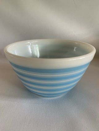 Vintage Pyrex Blue,  White Stripe 1.  5 Pint Nesting Mixing Bowl 401