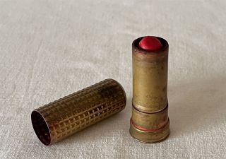 Vintage Empty Brass Max Factor Hollywood Clear Red Lipstick