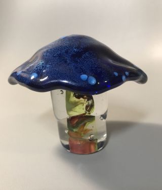 Vintage Art Glass Bubble Mushroom Paperweight Multiple Color Hippie Chic
