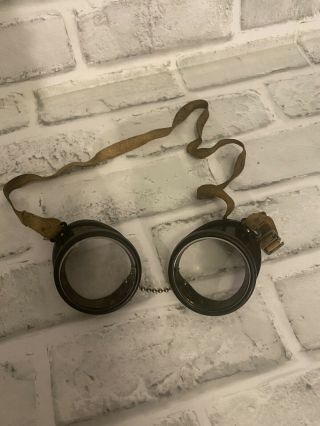 Vintage Steampunk Aviator Safety Or Welder Goggles Glasses Black
