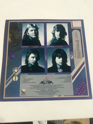 Vintage Asia Astra Vinyl Album LP Record Inserts 1985 33rpm Rare Geffen 3