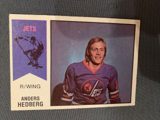 1974 - 75 O - Pee - Chee Wha 17 Anders Hedberg Rc Winnipeg Jets Vintage Card - Ex - Nm