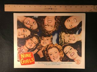 11 X 14 Lobby Card For " Nine Girls " (1944)