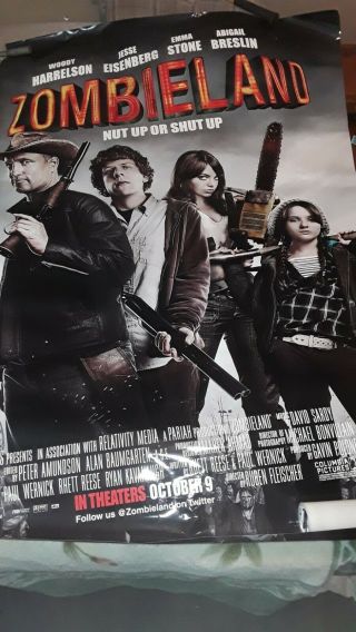 Zombieland 1 Authentic Bus Shelter Movie Poster Double Sided 4x6 Feet 48 " X70 "