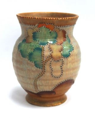 Vintage Crown Devon Fieldings Made In England Vase Stitched Style Tree - B86