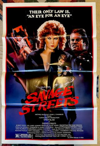 Savage Streets - Folded Movie Poster - Linda Blair - 1984 - 1 Sheet