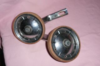 Pair Vintage Hard Rubber Bicycle Training Wheels 4 3/4 " Chrome